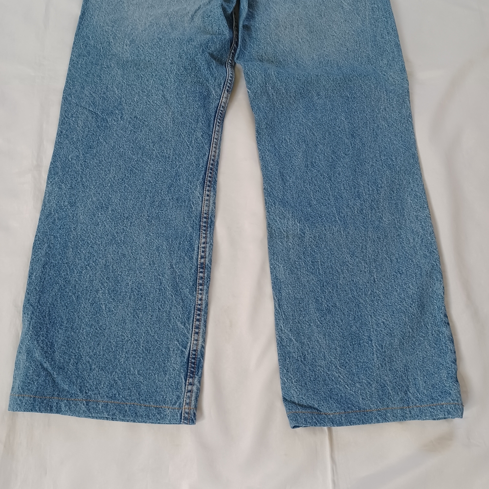 Zara Jeans Wide Leg Rigid Denim 100% Cotton Highrise Light Wash Size 6 29x27.5 - Picture 6 of 11
